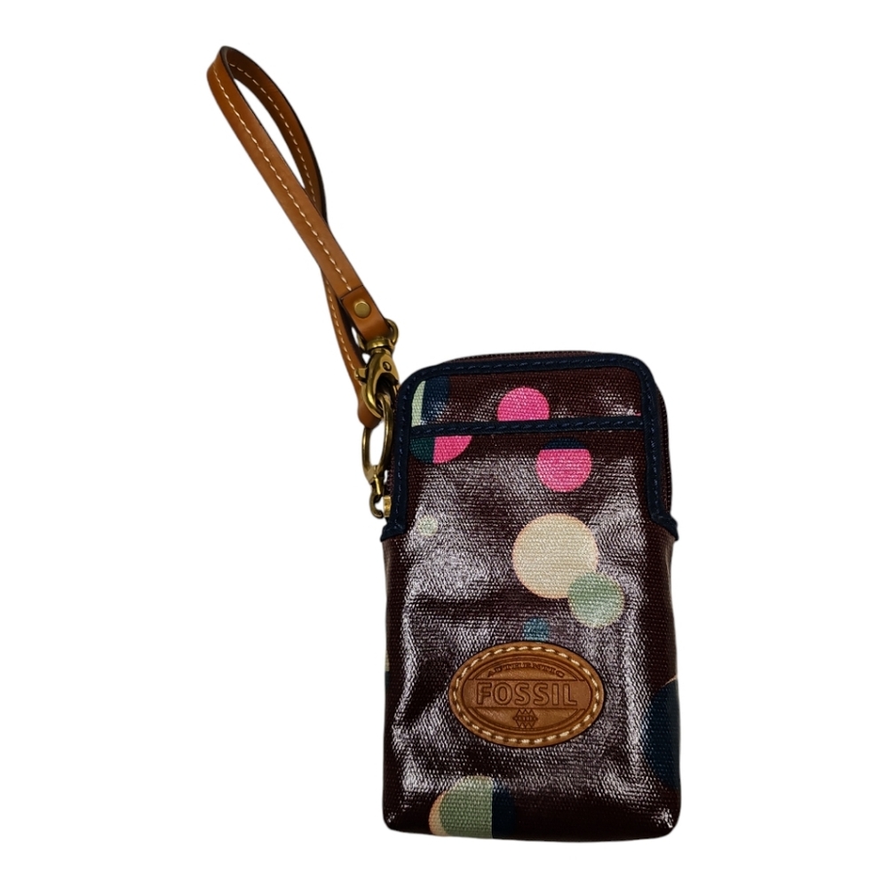 Vintage Fossil  Key-per Multicolor Wristlet Caryall Pouch Card holder